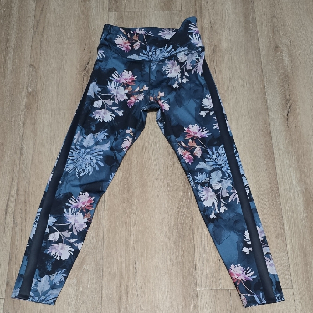 JoyLab Floral Print Leggings - Blue and Pink